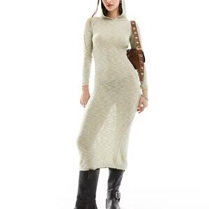 Collusion Hooded Maxi Knitted Dress
